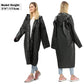 Unisex Adult Black EVA Waterproof Rain Poncho Coat with Hood and Long Sleeves (2 Count)