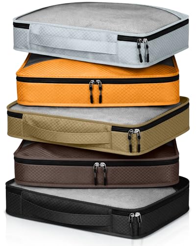 5 Pcs Packing Cubes for Suitcase Large Travel Cubes Carry on Luggage Organizer Bags for Clothes Accessories (5 Count)