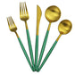 Green Handle Matte Gold Silverware