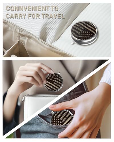 Pill Box 3 Compartment Portable Travel Medicine Box with Mirror