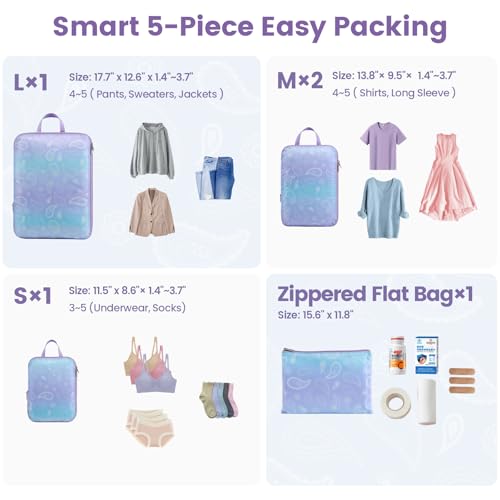 Compression Packing Cubes for Travel (5 Count)