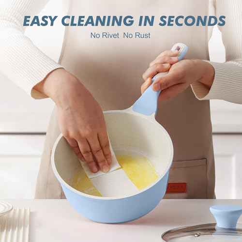 Ceramic Nonstick Saucepan with Lid 2.0QT