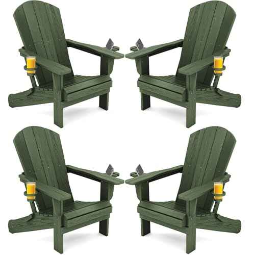 Outdoor Adirondack Chair Set of 4 with Cup Holders (4 Count)