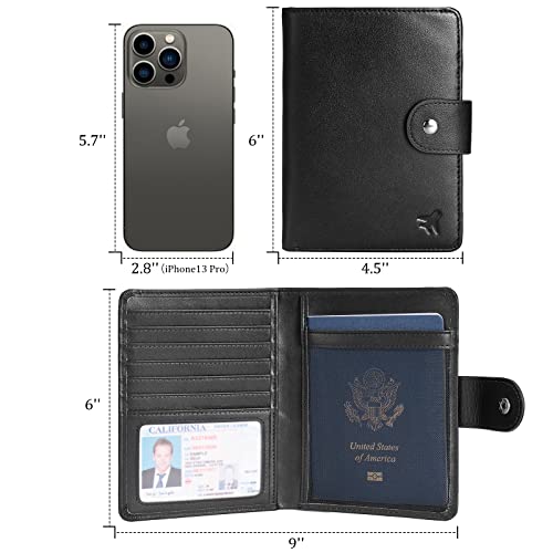 Polare Luxury RFID Blocking Leather Passport Holder Travel Wallet For Men and Women