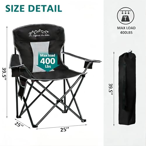 Folding Camping Chair Mesh Back Portable Breathable Outdoor Chairs with Carry Bag & Cup Holder for Camping