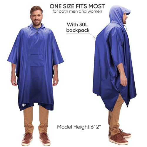 Hooded Rain Poncho for Adult with Pocket
