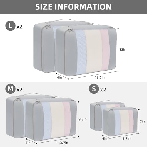 6 Set Packing Cubes Various Sizes Packing Organizer for Travel Accessories Luggage Carry On Suitcase