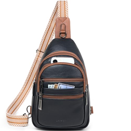 Sling Bag for Women Crossbody Fanny Cross Body Handbag Sling Purse Vegan Leather Trendy Gifts Travel Shoulder Bag Anti Theft Brown
