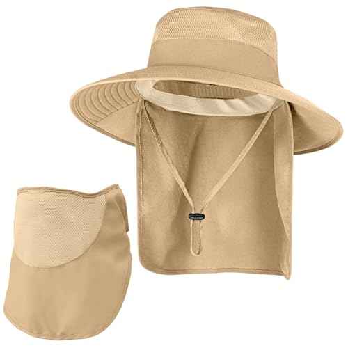 Sun Hats for Men Women Fishing Hat UPF 50+ Face Cover Wide Brim Bucket Hats Summer UV Protection Safari Hat with Neck Flap