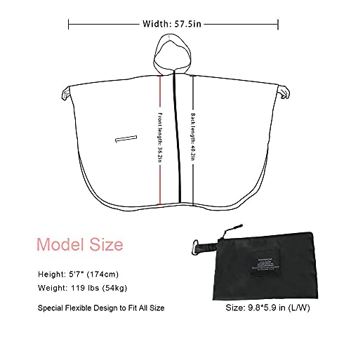 Rain Poncho Jacket Coat Hooded Zipper Style for Women