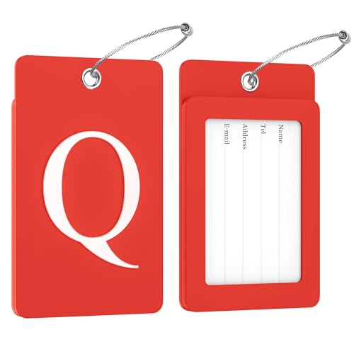 2 Pack Initial Luggage Tags for Suitcases Airplane Travel Essentials (2 Count)
