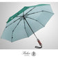 Folding Umbrella Lux Hardwood Handle Herringbone Jade Green
