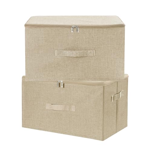 Fabric Storage Bins with Zipper Lids (2 Count)