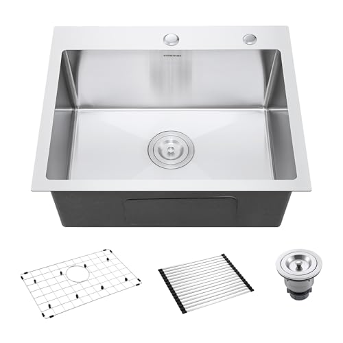 22-Inch Drop-In Kitchen Sink Stainless Steel Top Mount Single Bowl