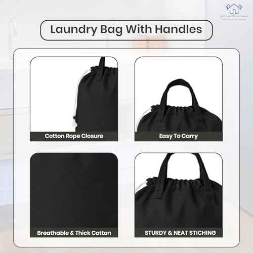 LFH Home Large Premium 1pack Cotton Rich Canvas Laundry Bag with Drawstring and Handles Heavy Duty