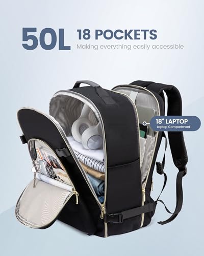 50L Travel Backpack Flight Approved Carry on Backpack
