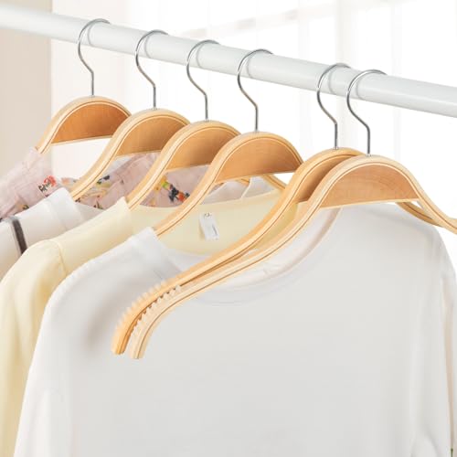 Slim Natural Wood Hangers with Extra Soft Non (10 Count)