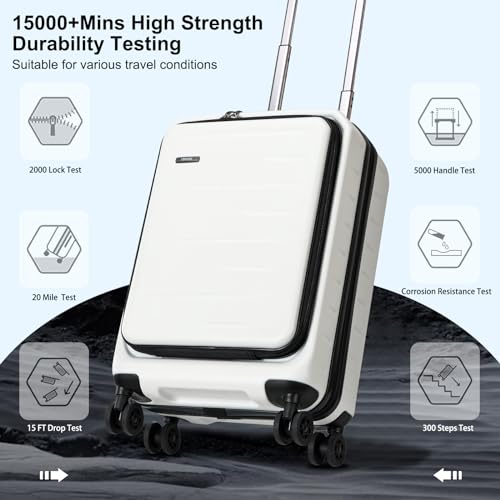 20 Inch Carry On Luggage 22×14×9 Airline Approved with Front Pocket