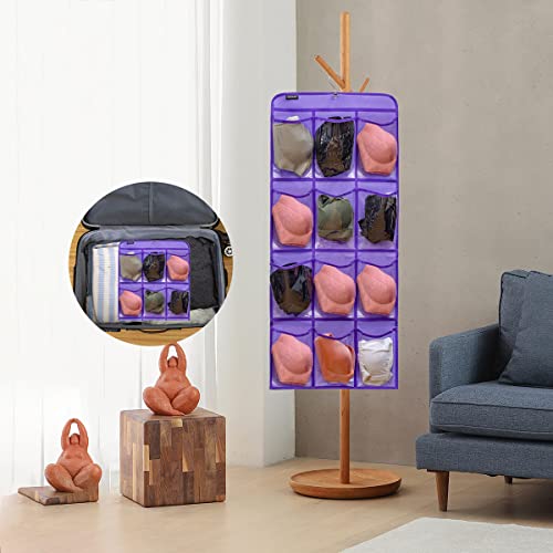 Dual Sided Hanging Shoe Organizer for Closet with Rotating Hanger Hanging Shoe Rack Holder with 24 Large Pockets