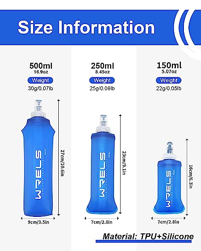 Soft Flask 2 Packs TPU Collapsible Water Bottle for Hydration Backpack Running Vest Folding Water Bottle for Hiking Running (2 Count)