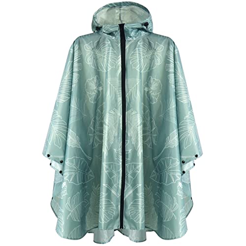 Waterproof Rain Poncho for Women Packable Hooded Raincoat with Pocket