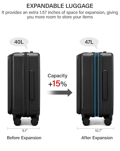 20 Inch Expandable Carry On Luggage 22x14x9 Airline Approved