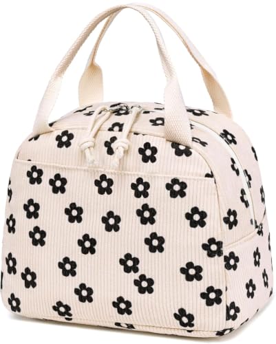 Lunch Bag for Women Men Cute Corduroy Lunch Tote Bags Reusable Insulated Lunch Box Large Capacity Reusable Insulated Cooler for Work Picnic or Travel