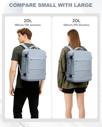 Travel Backpack Carry On for Women Man Gym Backpacks with Laptop Compartment Mochila de Viaje Teacher Personal Item Backpack Airplane Accessories Must Haves Grey Blue 20L