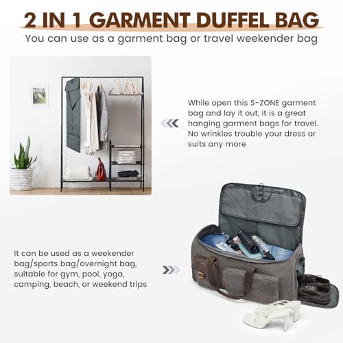 Garment Bags for Travel Canvas Duffle Bags for Men Hanging Suitcase (76 Liters)