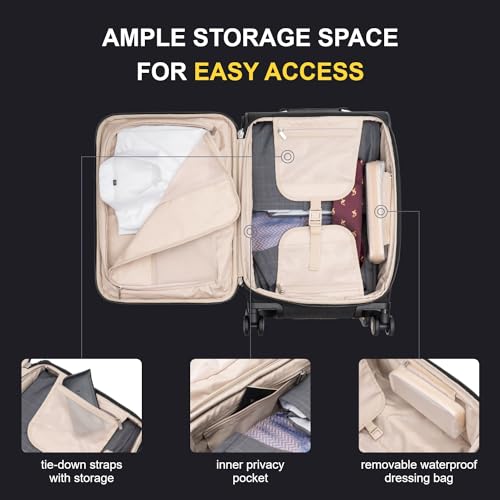 Carry On Luggage with Laptop Compartment 20" Softside Suitcase