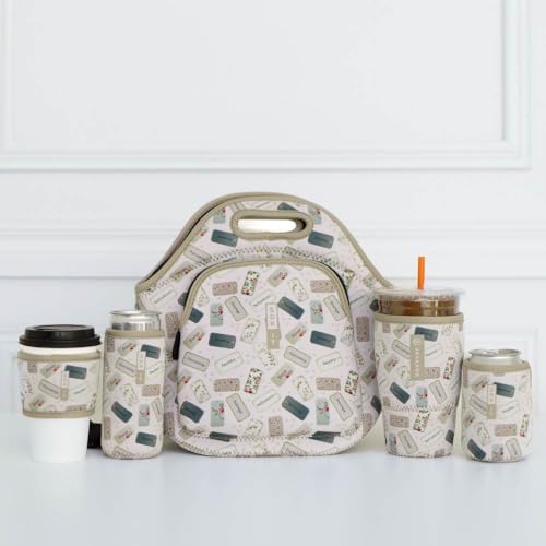 LunchTote Zippered Bag Insulated Neoprene Caddy (Daily Intentions / X-Large 6.5 Quart Lunch Tote)