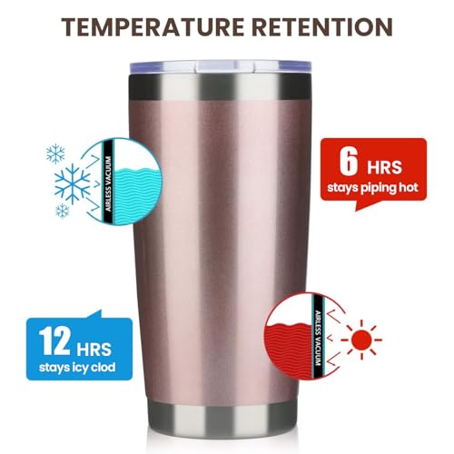 20oz Tumbler 8 Pack Double Wall Vacuum Insulated Travel Mug Bulk (8 Count)