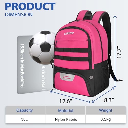 Soccer Backpack Bag with Ball Holder Ventilated Shoe Compartment Large Capacity Sports Gear Bag for Basketball Volleyball Gym