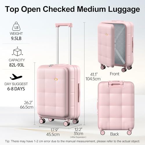 24 Inch Expandable Checked Luggage Hard Shell Suitcase