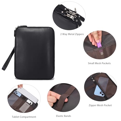 Full Grain Leather Travel Cable Accessories Bag