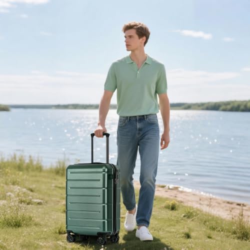 Carry On Luggage 22x14x9 Airline Approved Hardshell Carry On Suitcases with Wheels Travel Rolling 20 Inch Luggage with Cup Holder for Men Women