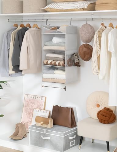 3 Shelf Hanging Closet Organizer with Half Compartment