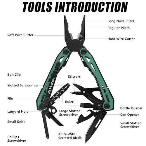 16-In-1 Multi-Tool Pliers, EDC Multitool, Multipurpose Tool, Green