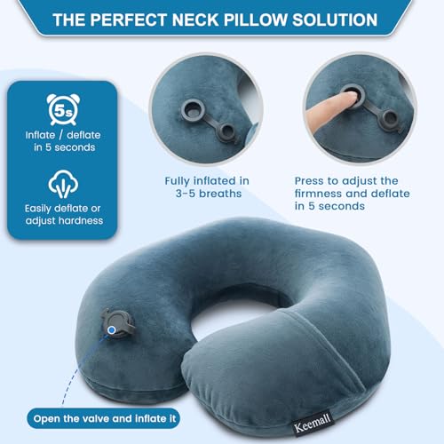 Inflatable Travel Neck Pillow for Airplane & Long Flights (2 Count)