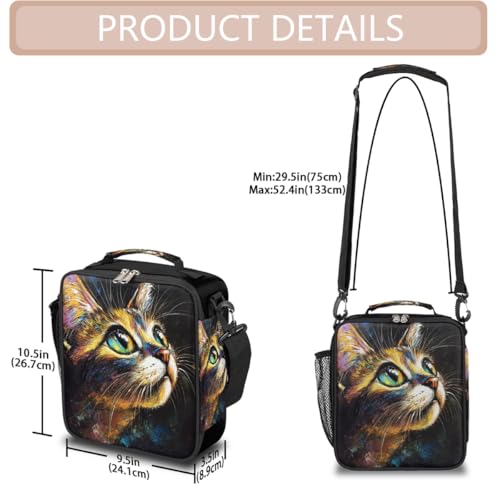 Cat Kitten Cute Kids Lunch Box for Girls Boys Reusable Insulated Lunch Bag for Kids Toddler Thermal Cooler Spacious Lunchbox with Shoulder Strap Lunchbag for School Work Picnic (print 15)