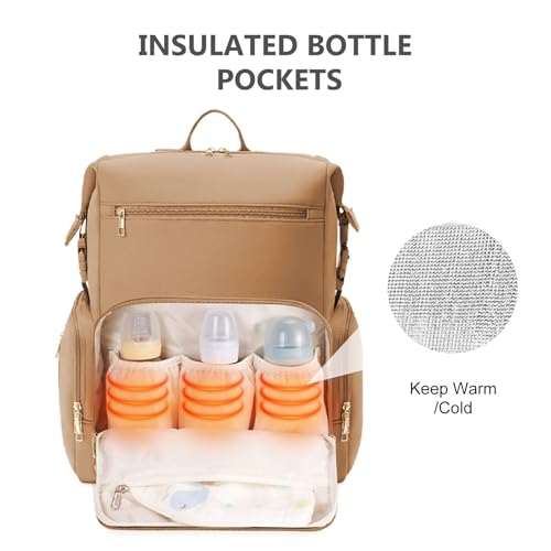 Neoprene Diaper bag Backpack Waterproof Baby Changing Bags for Mom and Dad with Changing Pad Large Travel Maternity Tote with Insulated Pockets and Organised Compartments