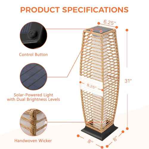 2 Piece Outdoor Floor Lamp Solar Lantern (2 Count)
