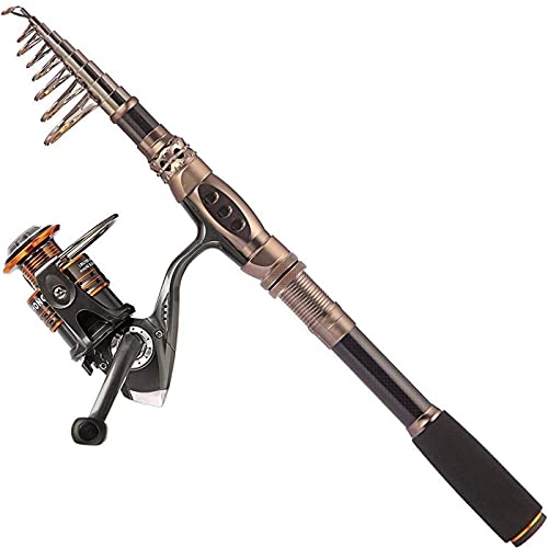 Fishing Rod and Reel Combos Carbon Fiber Telescopic Fishing Rod with Reel Combo Sea Saltwater Freshwater Kit Fishing Rod Kit… (2 Count)