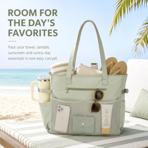 Waterproof Beach Tote Pool Bags for Women Ladies Extra Large Carry On Bag With Wet Compartment for Weekender Travel