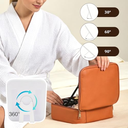 Travel Makeup Bag with Mirror & 6 Adjustable EVA Dividers