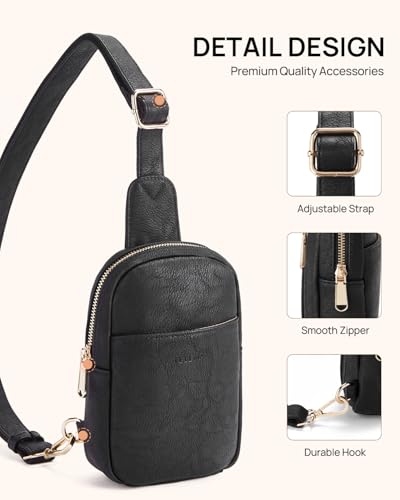 Crossbody Bags for Women Leather Cross Body Sling Bag for Woman Travel Black
