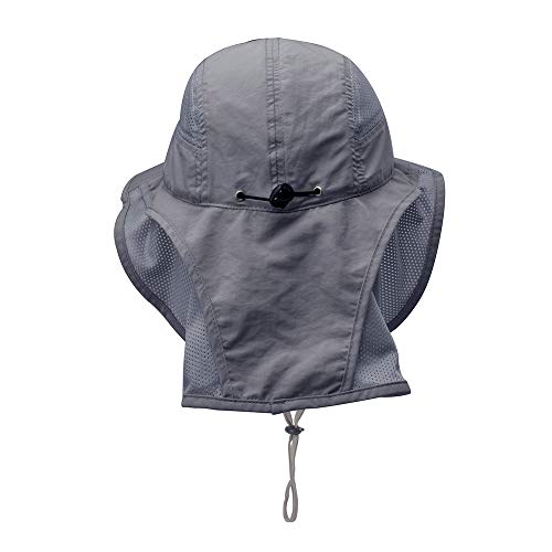 Unisex Outdoor Activities UV Protecting Sun Hats with Neck Flap Black Grey