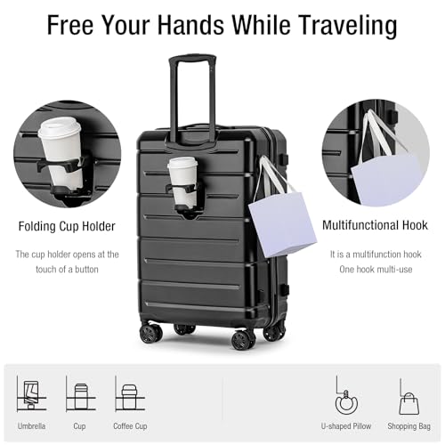 24 Inch Luggage TSA Approved Hardshell Suitcases with Spinner Wheels Durable PC+ABS Medium Checked Travel Luggage for Women Men
