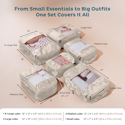 6 Pack Large Compression Packing Cubes for Travel (6 Count)