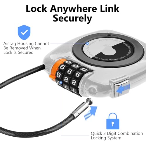 Compatible with Apple AirTag Secure Lock with Wire Cable